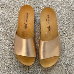 Marina Luna Shimmering Gold Mules